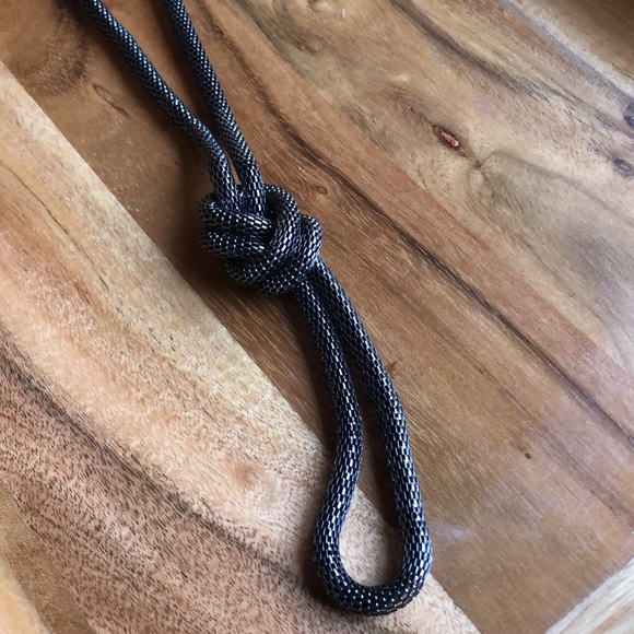 Long Gunmetal Silver Knotted Gatsby Necklace - Picture 7 of 9